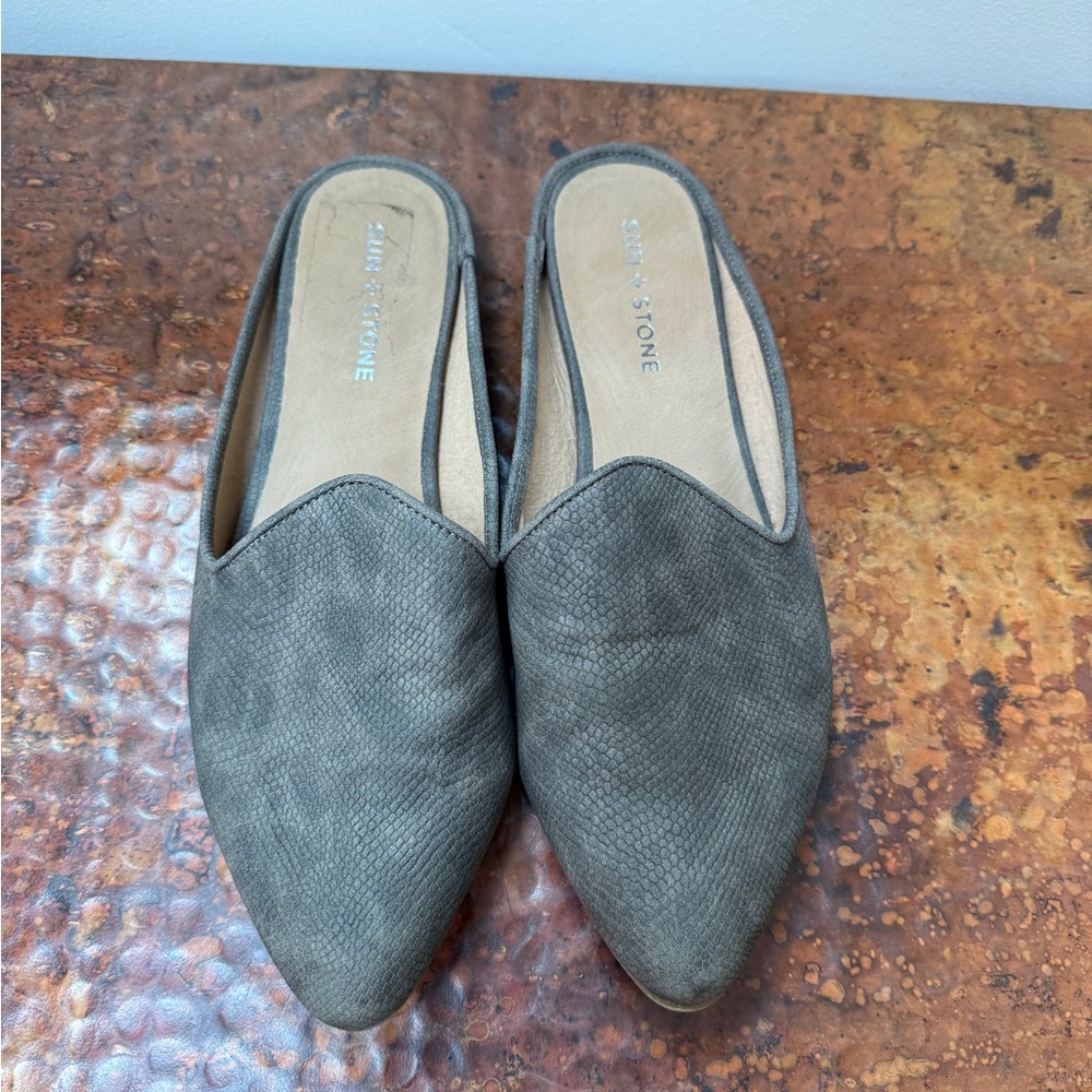 Sun and Stone Gray Women's Slip-On Shoes, synthetic suede,9